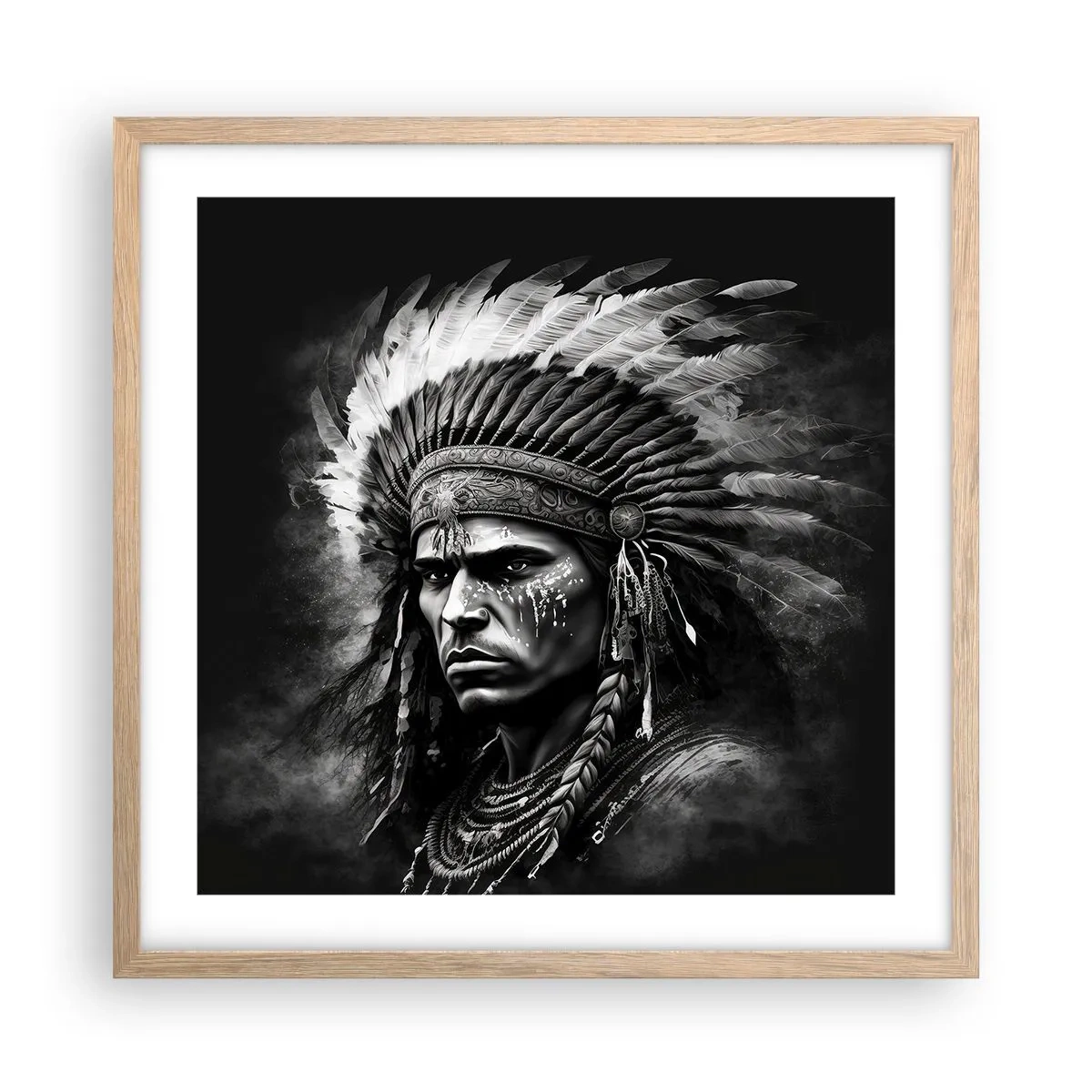 Een poster in een licht eiken lijst - Een leider en strijder - 50x50 cm