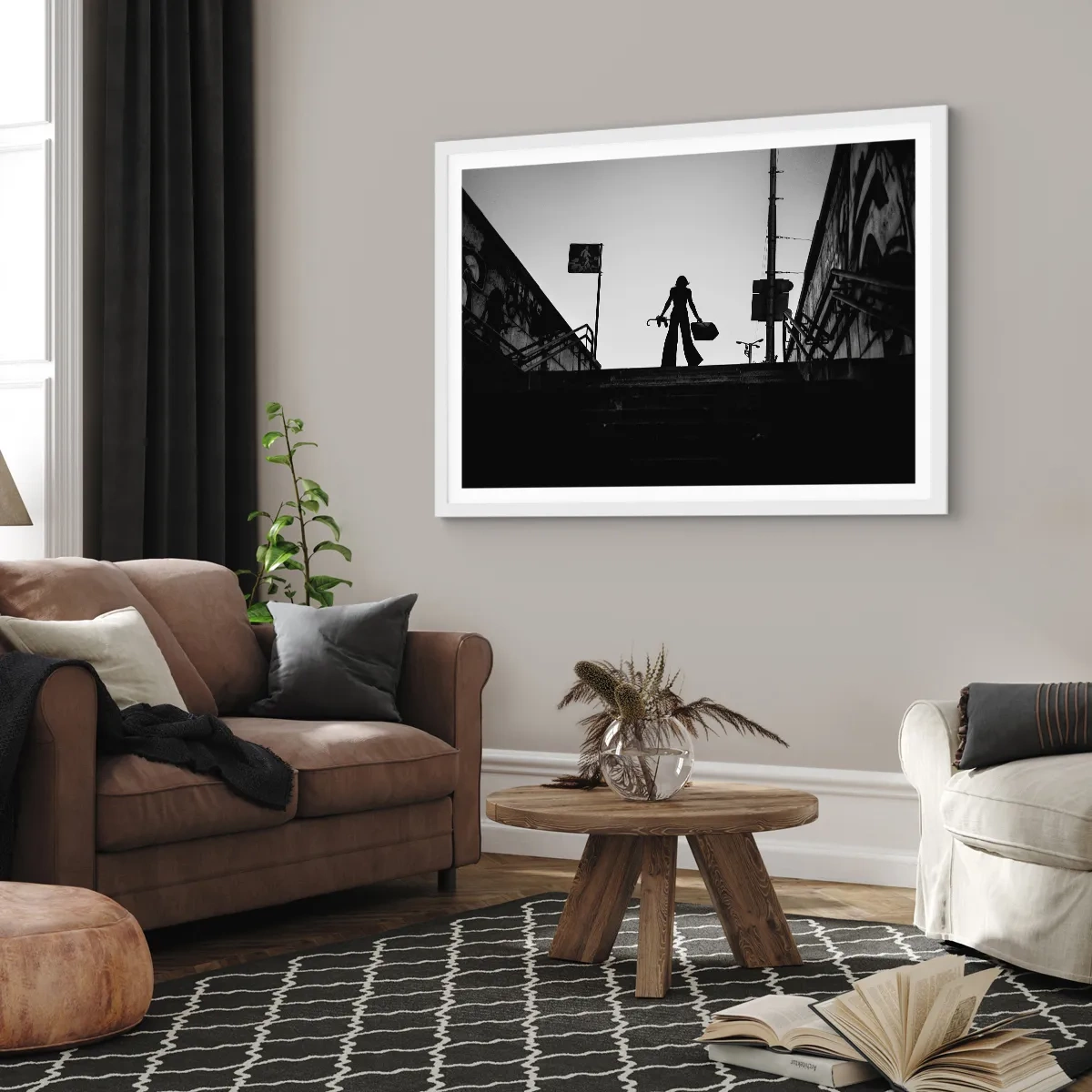 Poster in een witte lijst - Stedelijk dwalen - 100x70 cm