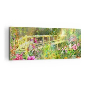 Schilderen op canvas - Een brug van lentezuchten - 100x40 cm