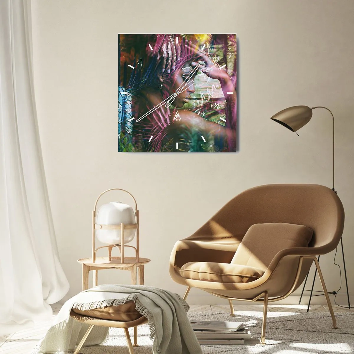 Wandklok - Klok - Moeder Natuur in de jungle - 40x40 cm