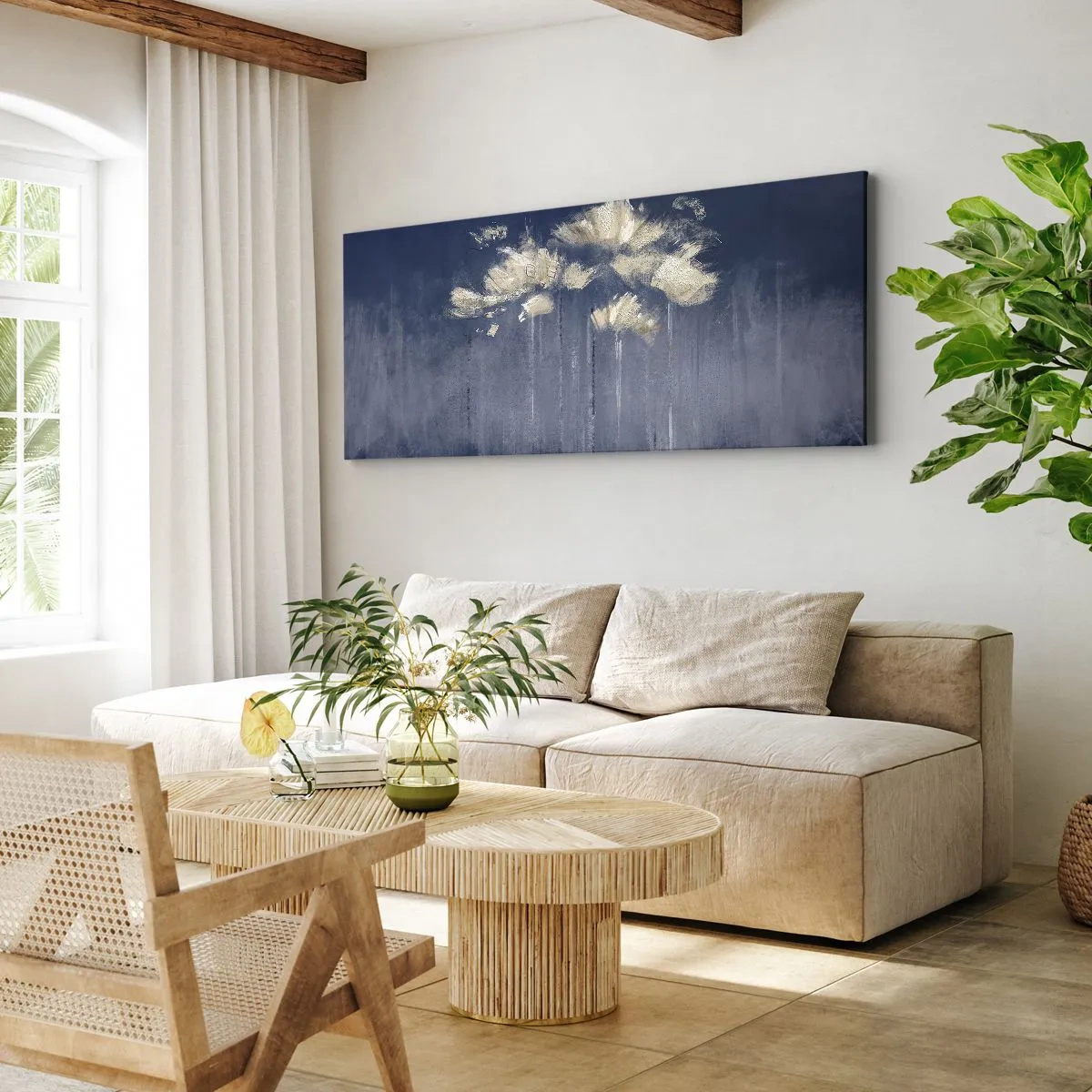 Schilderen op canvas - Als bloemblaadjes in de wind - 100x40 cm