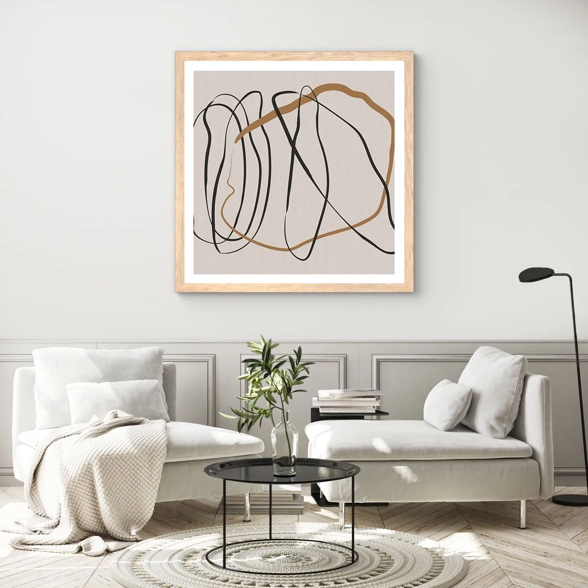 Een poster in een licht eiken lijst - Compositie – loopdans - 40x40 cm