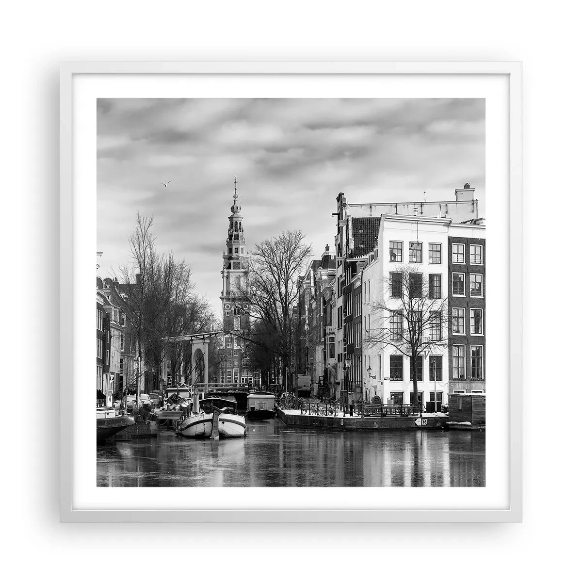 Poster in een witte lijst - Amsterdamse sferen - 60x60 cm