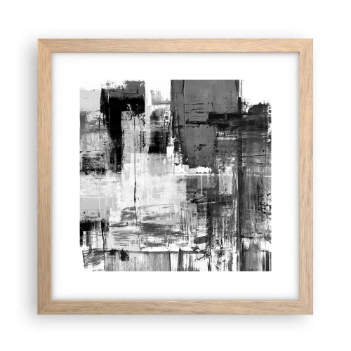 Een poster in een licht eiken lijst - Grijs is prachtig - 30x30 cm