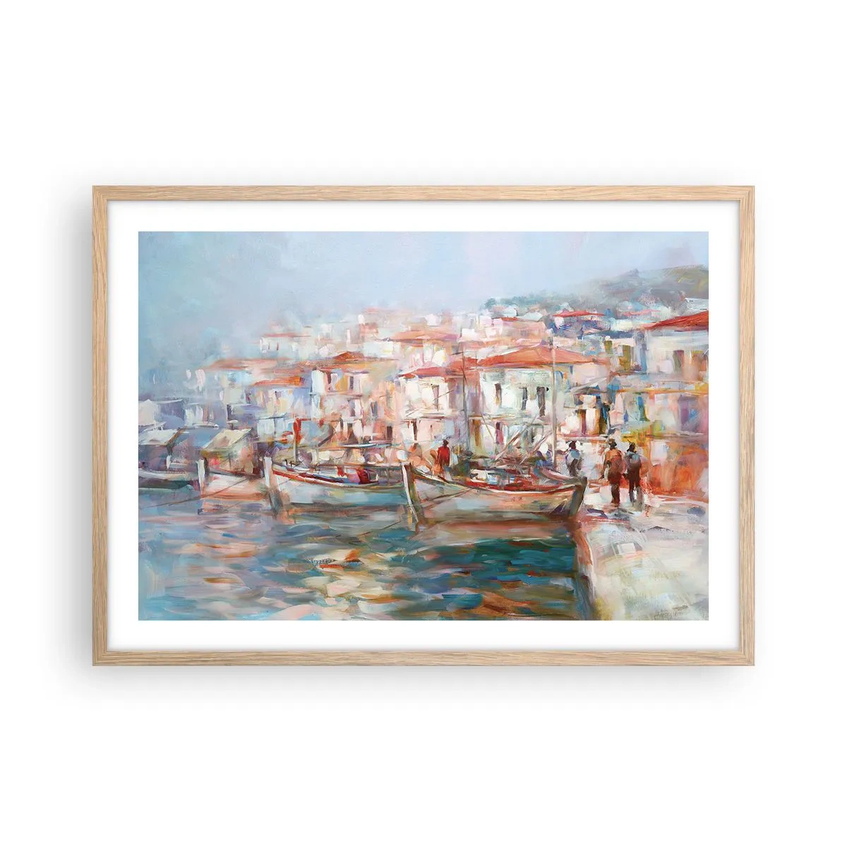 Een poster in een licht eiken lijst - Pastel vakantie - 70x50 cm