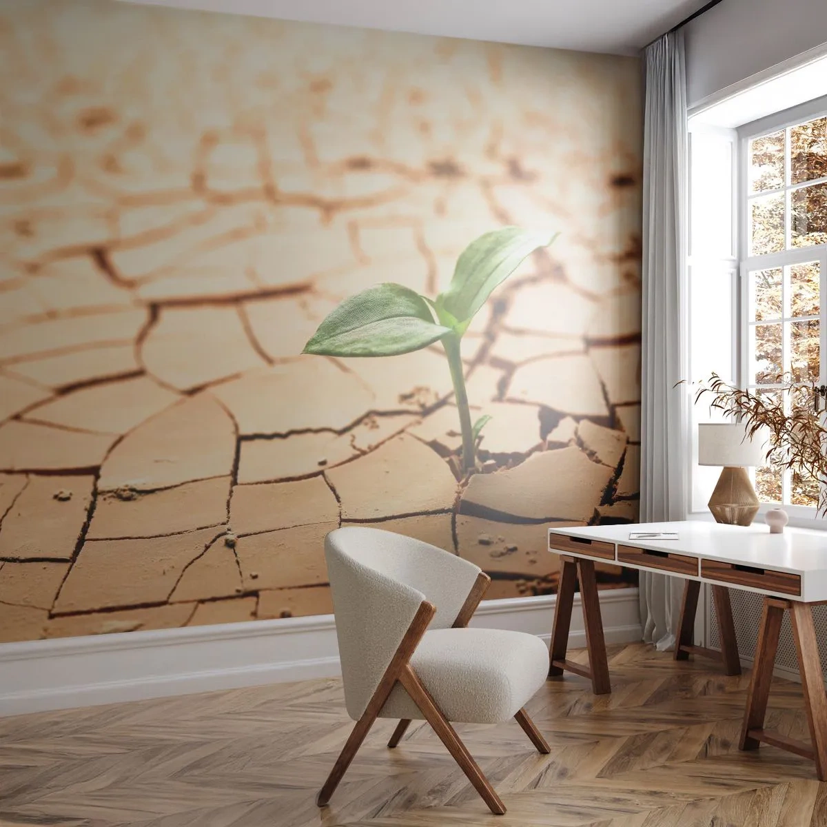 Fotobehang Standard Eco - De ontembare kracht van het leven - Natuur, Plant, Droogte - 200x140 cm