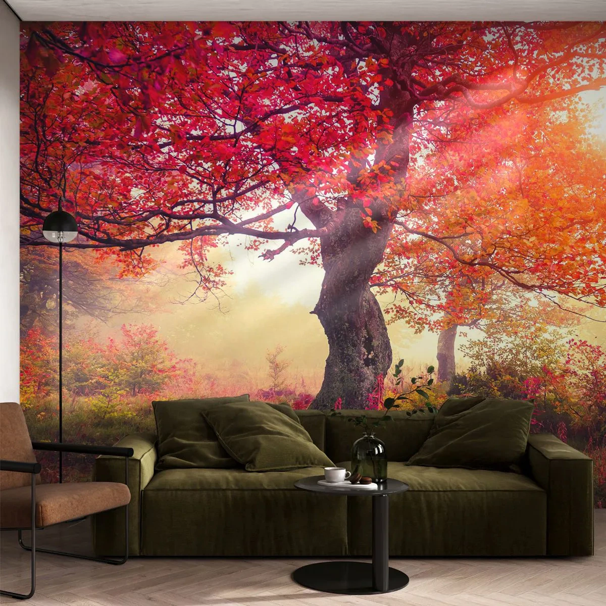 Fotobehang Premium Canvas - Bloeiende razernij - Landschap, Park, Bloemen - 450x315 cm