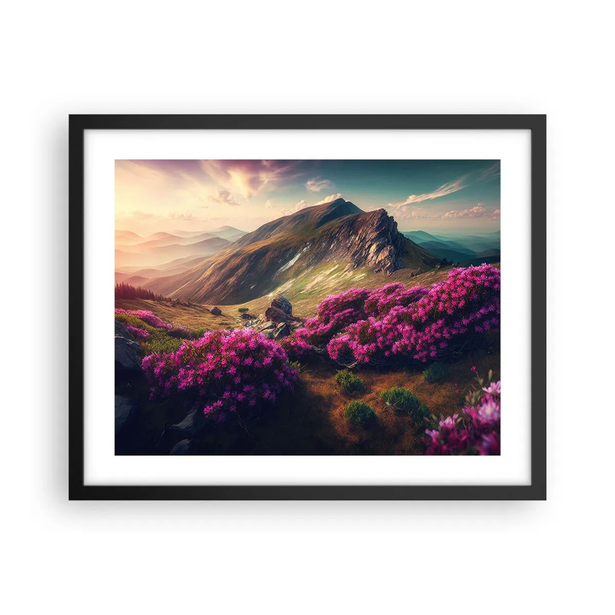 Poster in een zwarte lijst - Zomer in de bergen - 50x40 cm