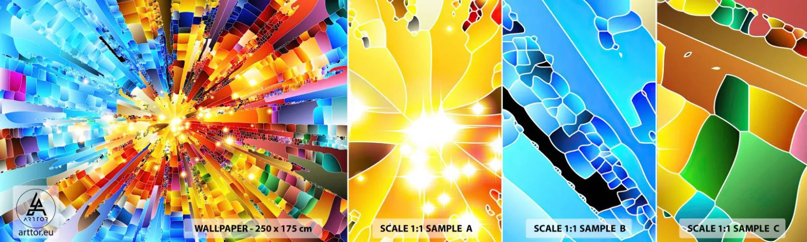 Fotobehang Monster Zelfklevend Deluxe Sticker - In medias res - Abstractie, Deel, 3D - 100x30 cm