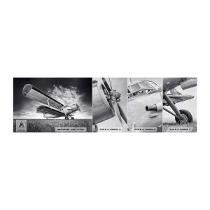 Fotobehang Monster Premium Canvas - De gevleugelde zwerver - Vliegtuig, Vliegtuigen, Zwart en wit - 100x30 cm