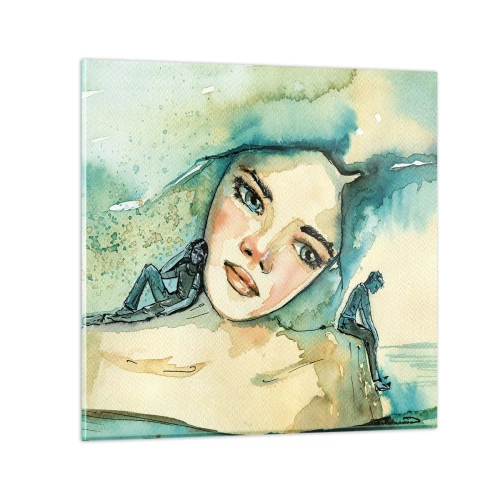 Schilderen op glas - Ben ik blauw? - 40x40 cm