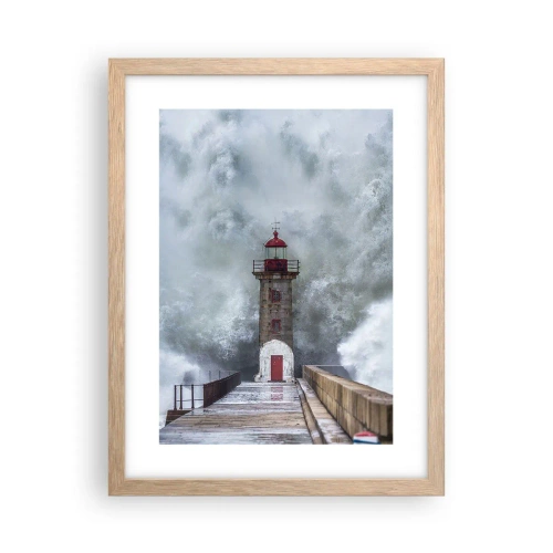 Een poster in een licht eiken lijst - Het gebrul van het water, het geluid zal blazen - 30x40 cm