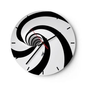 Wandklok - Klok - Dynamische zwart-witte spiraal - 30x30cm - Toegeven aan de draaikolk? - Moderne wanddecoratie voor woonkamer, keuken en slaapkamer ARTTOR