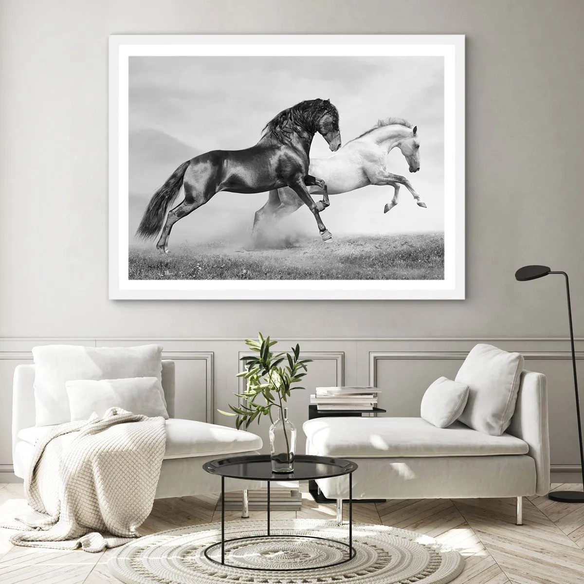 Poster in een witte lijst - Engelen en duivels - 50x40 cm