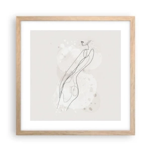 Een poster in een licht eiken lijst - De blik dwaalt af - 40x40 cm
