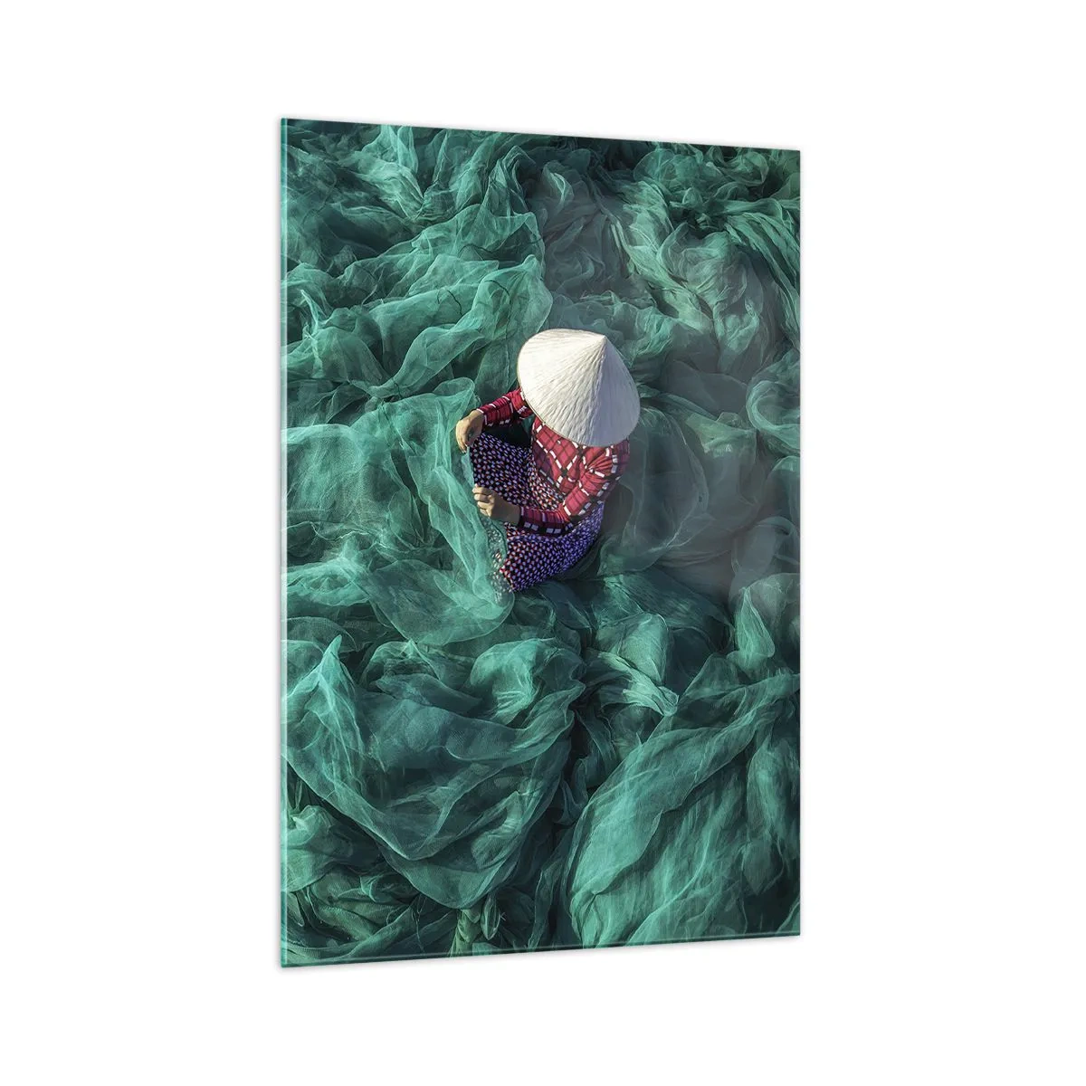 Schilderen op glas - In een zee van netten - 70x100 cm