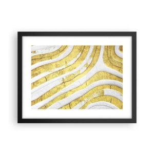 Poster in een zwarte lijst - Compositie in wit en goud - 40x30 cm