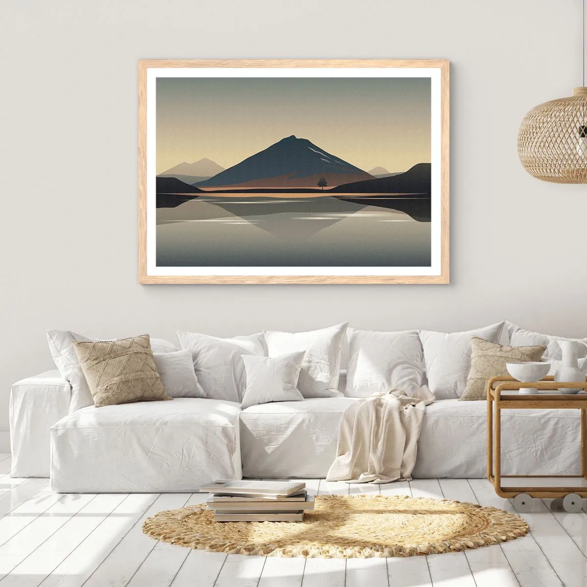 Een poster in een licht eiken lijst - Spiegelreflectie - 100x70 cm