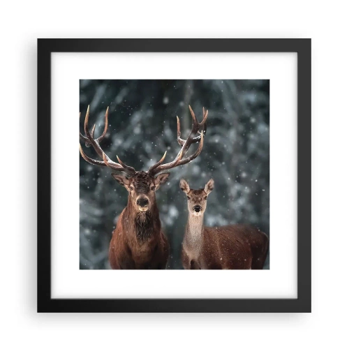 Poster in een zwarte lijst - Heer van het bos met zijn vrouw - 30x30 cm