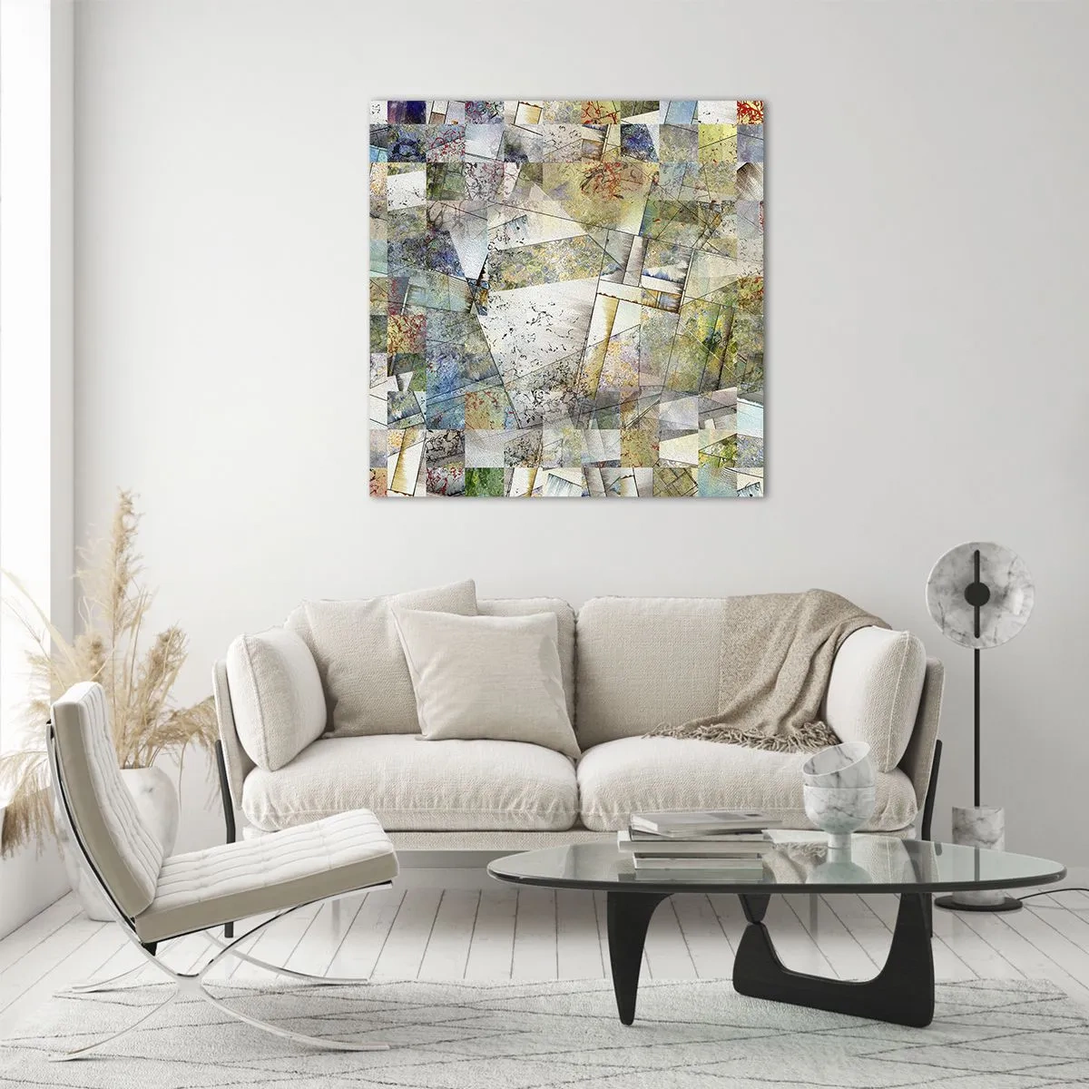 Schilderen op glas - Geometrische schuifeling - 40x40 cm