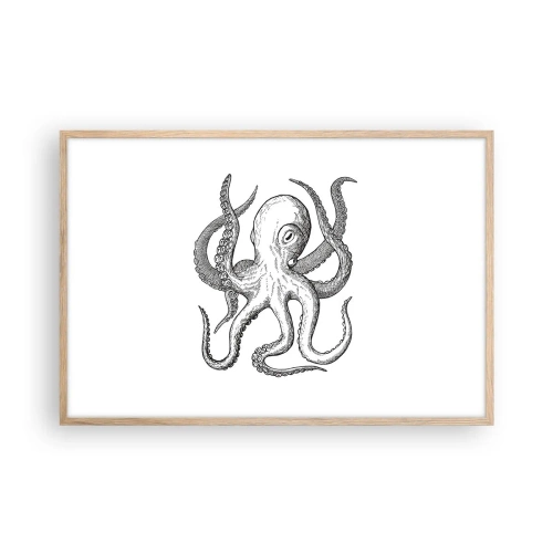 Een poster in een licht eiken lijst - Dansend met de golven - 91x61 cm