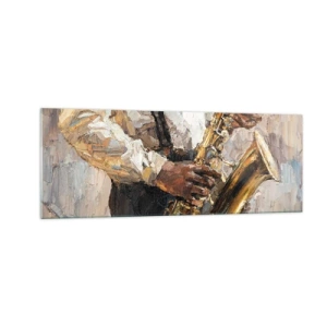Schilderen op glas - Tijd om te solo te spelen - 140x50 cm