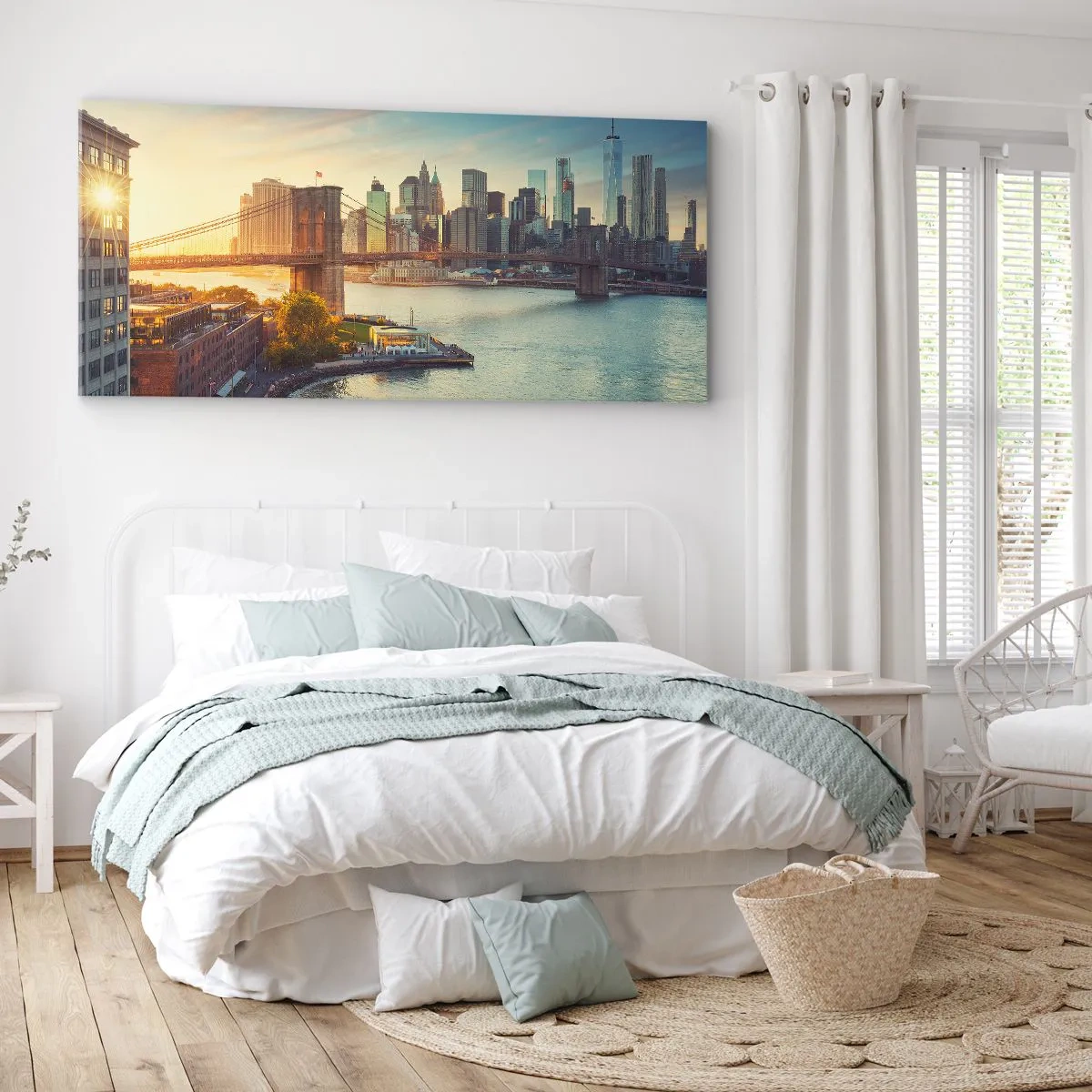 Schilderen op canvas - Dageraad in de grote stad - 100x40 cm