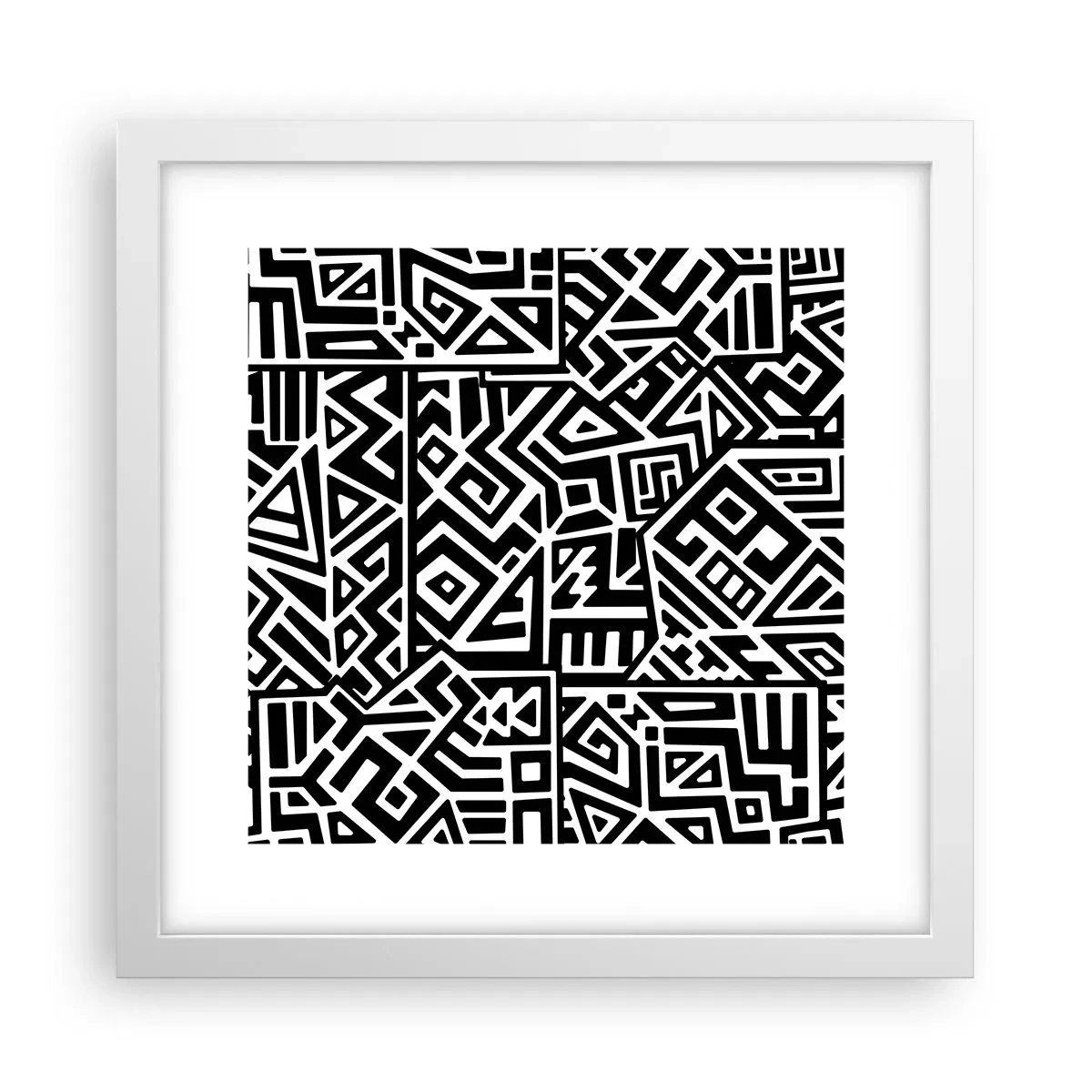 Poster in een witte lijst - Pre-Columbiaanse compositie - 30x30 cm