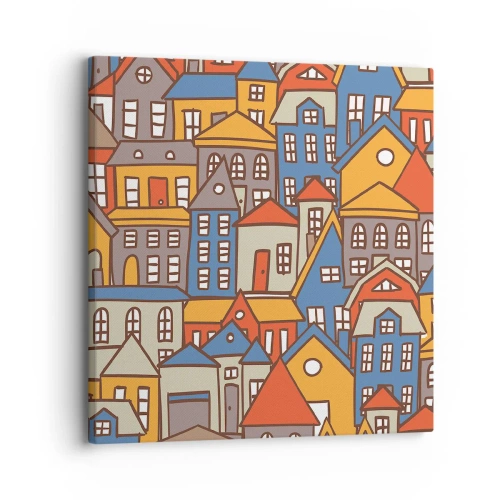 Schilderen op canvas - Achter het huis is een huis - 30x30 cm