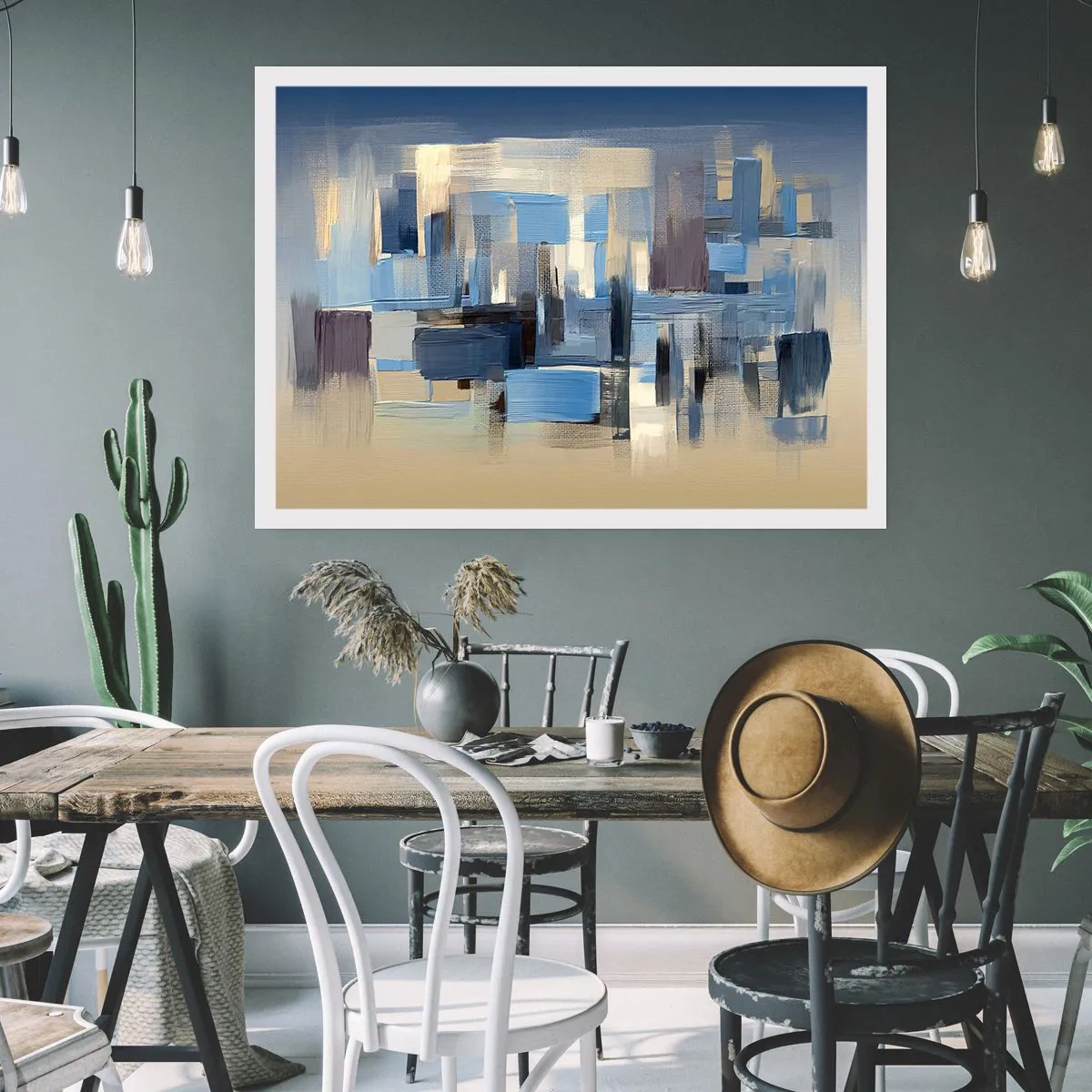 Poster - Blauwe constructie - 91x61 cm