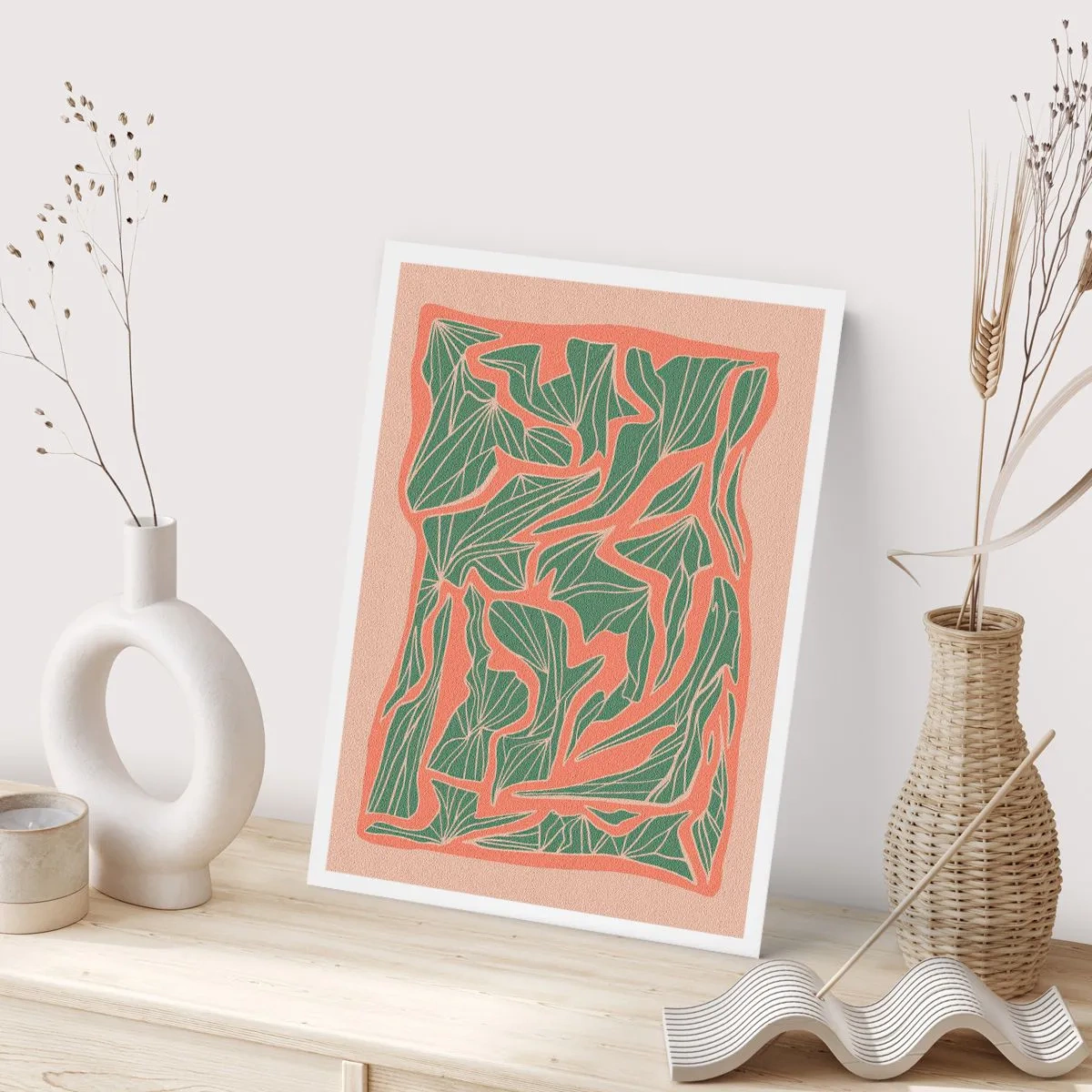 Poster - De strijd tussen koraal en groen - 30x40 cm