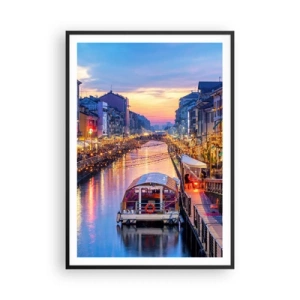 Poster in een zwarte lijst - Een avond vol licht en plezier - 70x100 cm