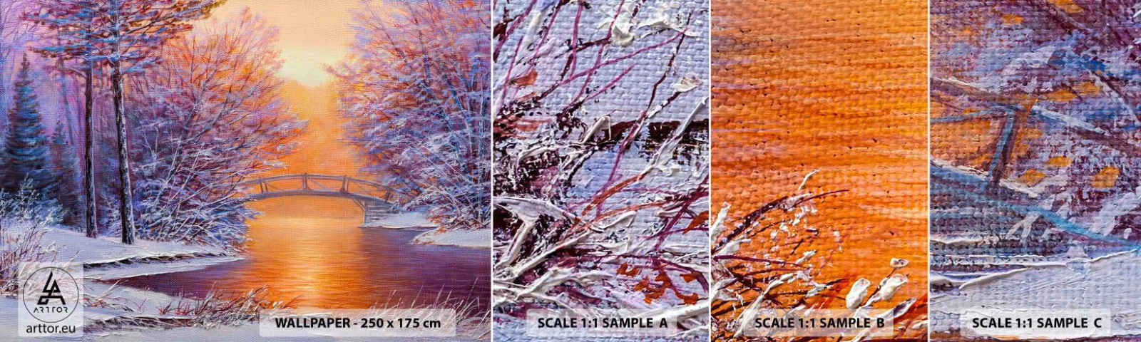 Fotobehang Staaltje Standard Eco - Laten we elkaar hier ontmoeten - Landschap, Park, Brug - 100x30 cm