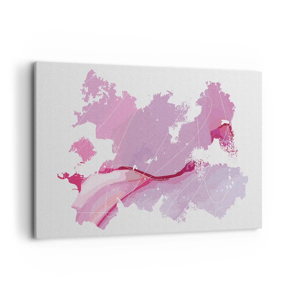 Schilderen op canvas - Kaart van de roze wereld - 120x80 cm