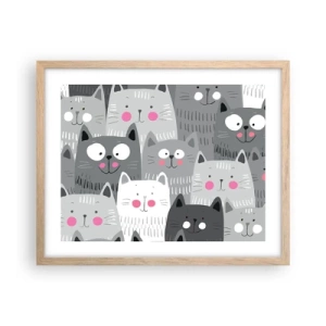 Een poster in een licht eiken lijst - De wereld van de kat - 50x40 cm