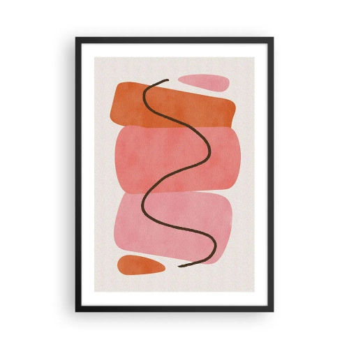Poster in een zwarte lijst - Abstracte compositie van geometrische vormen - 50x70cm - zachte beweging van vormen - Moderne wanddecoratie voor woonkamer en slaapkamer ARTTOR