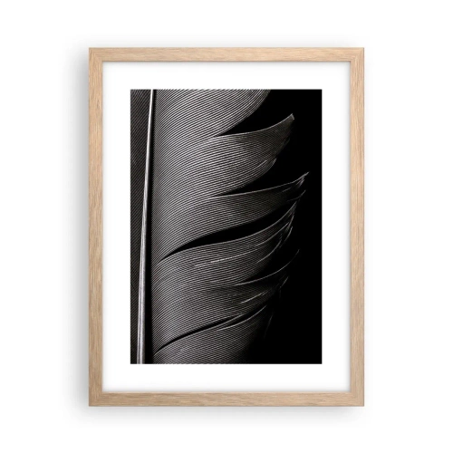 Een poster in een licht eiken lijst - Een veer - prachtig ontwerp - 30x40 cm