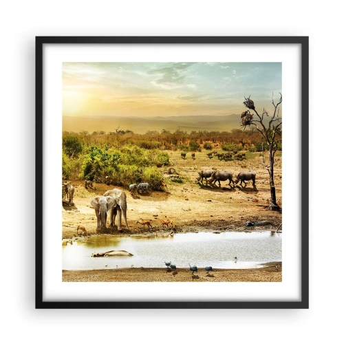 Poster in een zwarte lijst - "Er stroomde een rivier uit Eden …" - 50x50 cm