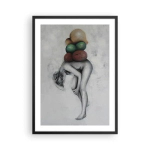 Poster in een zwarte lijst - De last van het leven - 50x70cm - De last van het leven - Moderne wanddecoratie voor woonkamer en slaapkamer ARTTOR
