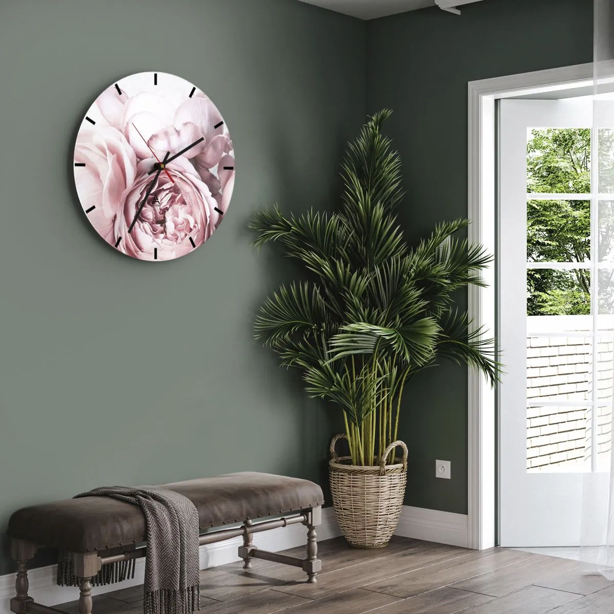Wandklok - Klok - Delicate roze pioenrozen van dichtbij - 30x30cm - Voor romantici - Moderne wanddecoratie voor woonkamer, keuken en slaapkamer ARTTOR