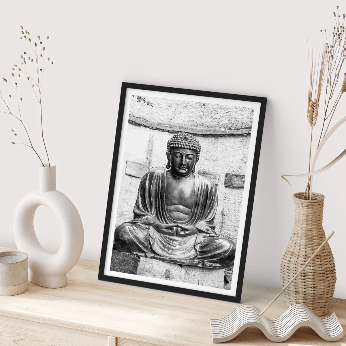 Poster in een zwarte lijst - Aan de bron van vrede - 70x100 cm