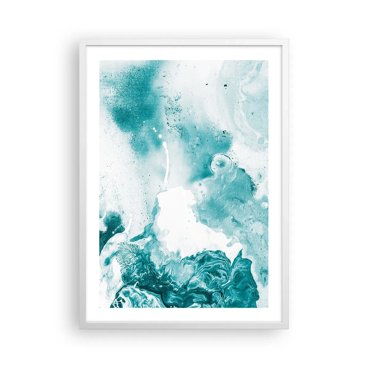 Poster in een witte lijst - Moerast van blauw - 50x70 cm