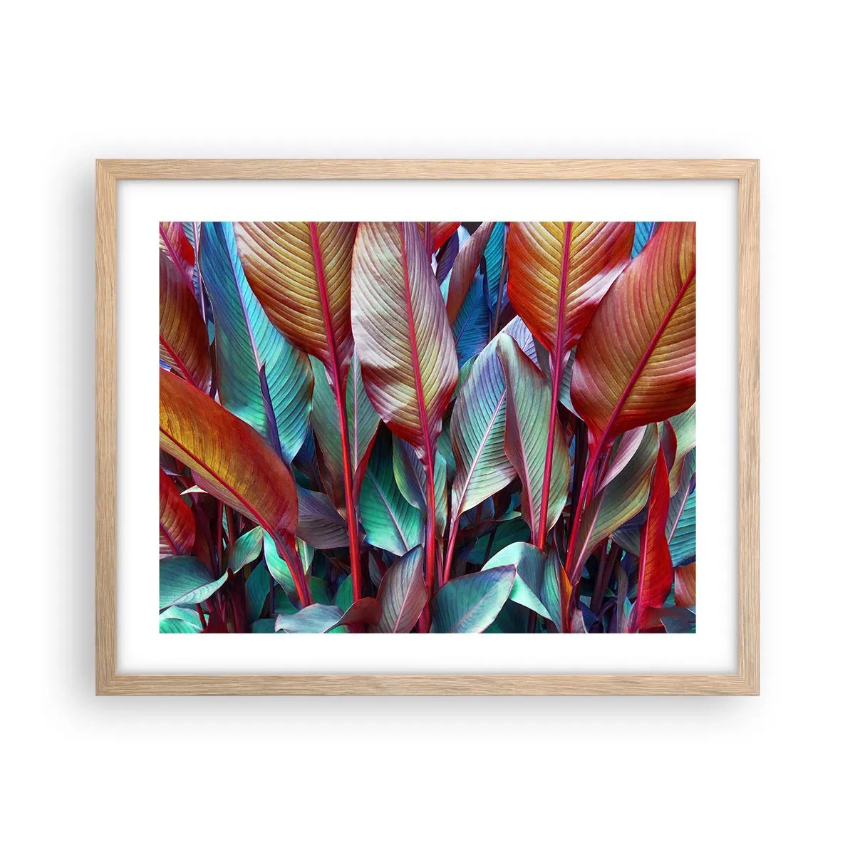 Een poster in een licht eiken lijst - Een kleurrijk struikgewas - 50x40 cm