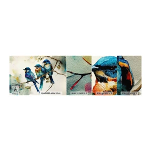 Fotobehang Staaltje Standard Eco - Is hij boos geworden? - Vogels, Natuur, Waterverf - 100x30 cm