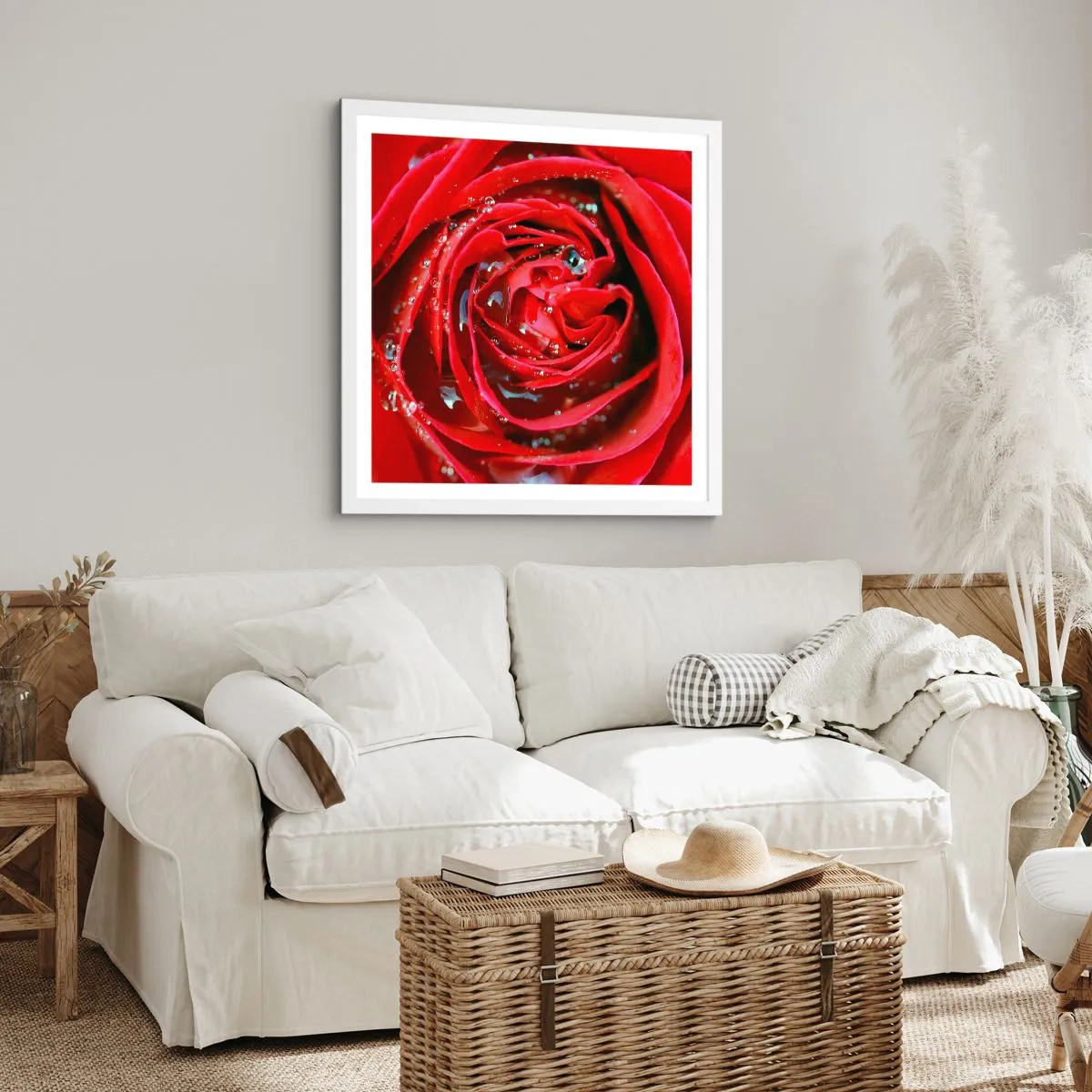 Poster in een witte lijst - In de dauwdruppels - 40x40 cm
