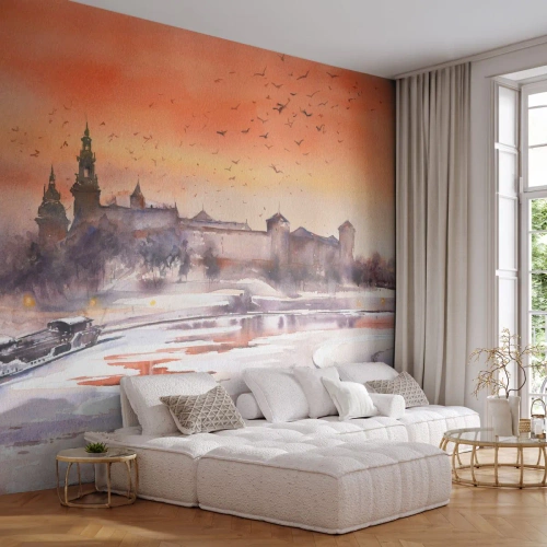 Fotobehang Premium Sand - Koninklijke zonsondergang - Landschap, Landschap, Klassiek - 100x70 cm