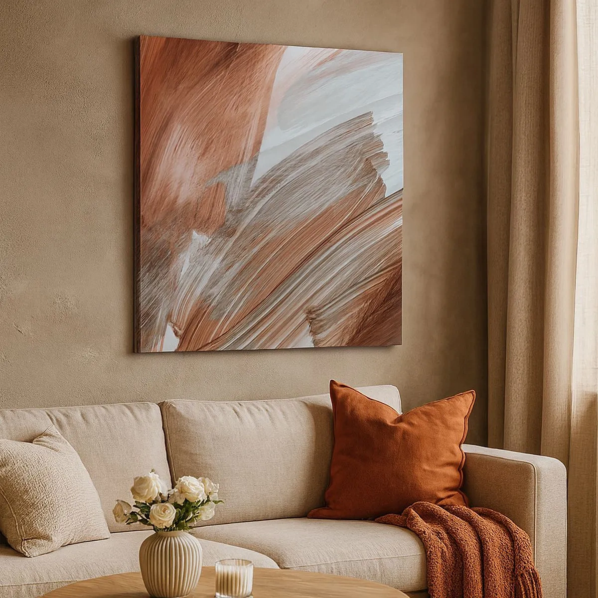 Schilderen op canvas - Herfst en winderige abstractie - 30x30 cm