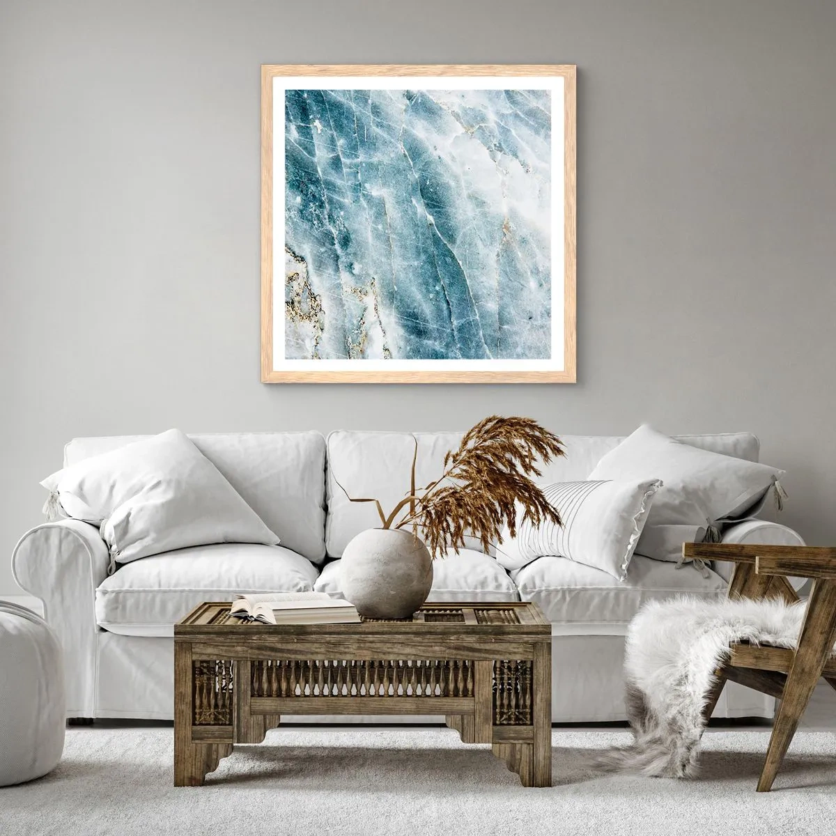 Een poster in een licht eiken lijst - Ijs wereld - 30x30 cm