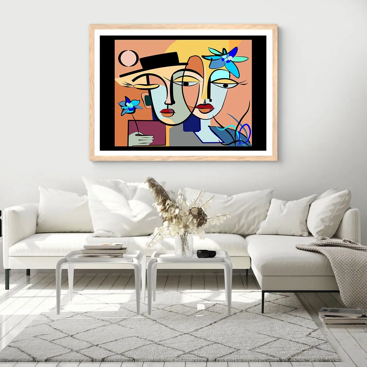 Een poster in een licht eiken lijst - Picasso's randez-vous - 50x40 cm