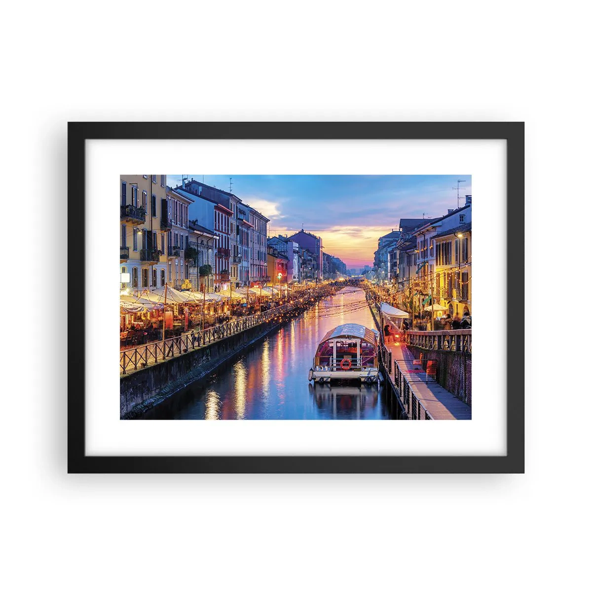 Poster in een zwarte lijst - Een avond vol licht en plezier - 40x30 cm